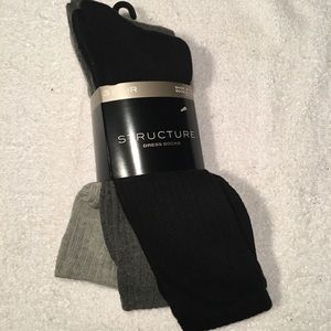 NWT 3 Pack Black and Gray Structure Dress Socks